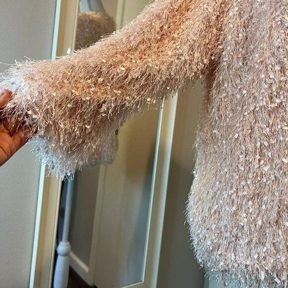 Alfani Silver Peony Pink confetti fringe jacket, Size Medium - Picture 5 of 12